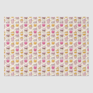 Papier Mousseline Bright Boba Tea Motif
