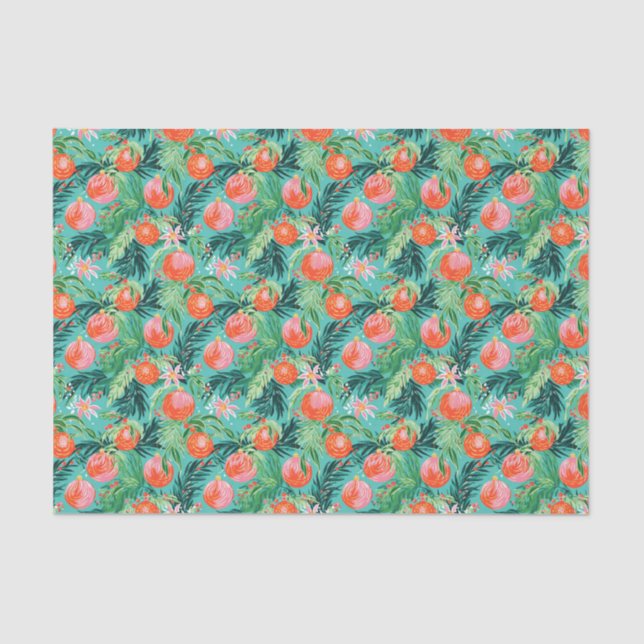 Papier Mousseline Bright Palm Beach Ornements de Noël Aquarelle (Recto)