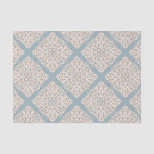 Papier Mousseline Brocade baroque Damask sur Découpage bleu poudre