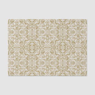 Papier Mousseline Brocade Gold Damask sur cadeau blanc ou découpage
