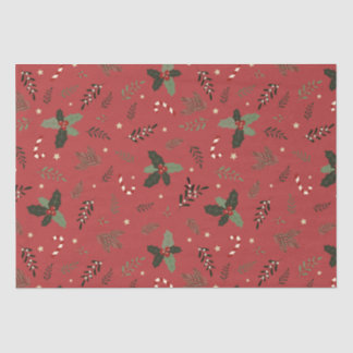 Papier Mousseline Broche de pin de Noël Holly Berry Mistletoe