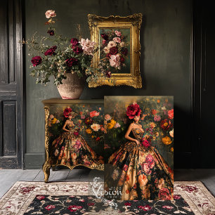 Papier Mousseline Broderie Bouffante Humeur Elégante Dame & Fleurs 