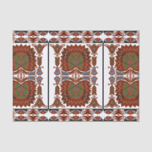 Papier Mousseline broderie d'art populaire floral antique estonienne