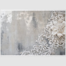 Broderie en dentelle florale blanche patine d'arge