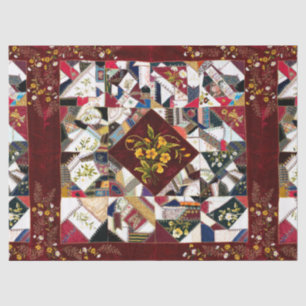 Papier Mousseline Broderie florale de Patchwork Quilt 1870