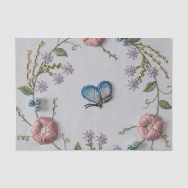 Papier Mousseline broderie mignonne de rose de vert de menthe de (Recto)