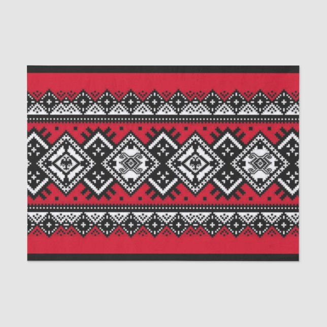 Papier Mousseline Broderie rouge (Recto)