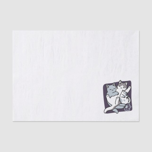 Papier Mousseline Brosse à lait - Chats à couchage mignon (Recto)