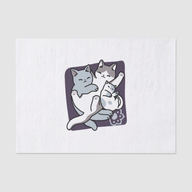 Papier Mousseline Brosse à lait - Chats à couchage mignon (Recto)