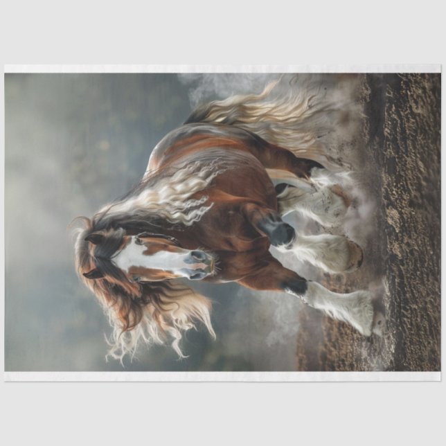 Papier Mousseline Brown Blanc Clydesdale Comme Cheval Découpage (Recto)