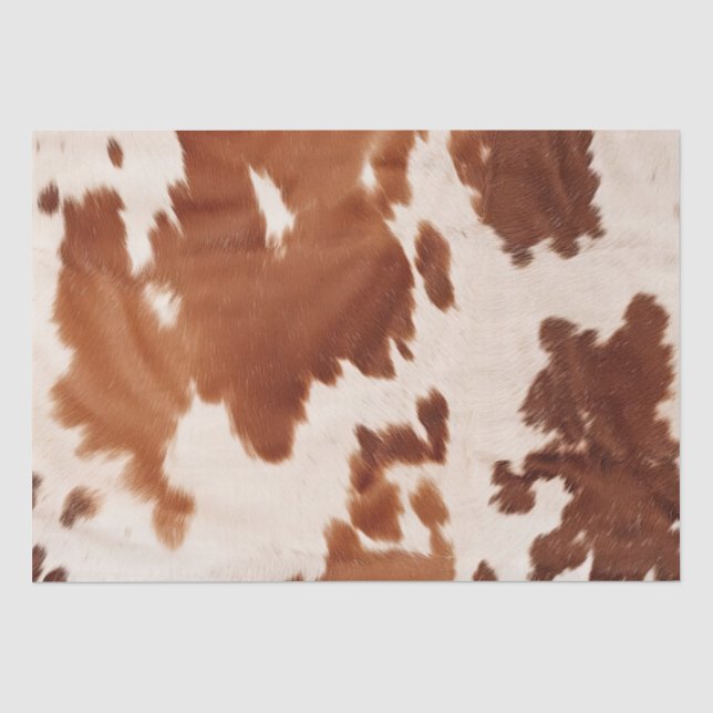 Papier Mousseline Brown Cream Cowhide Western (Recto)