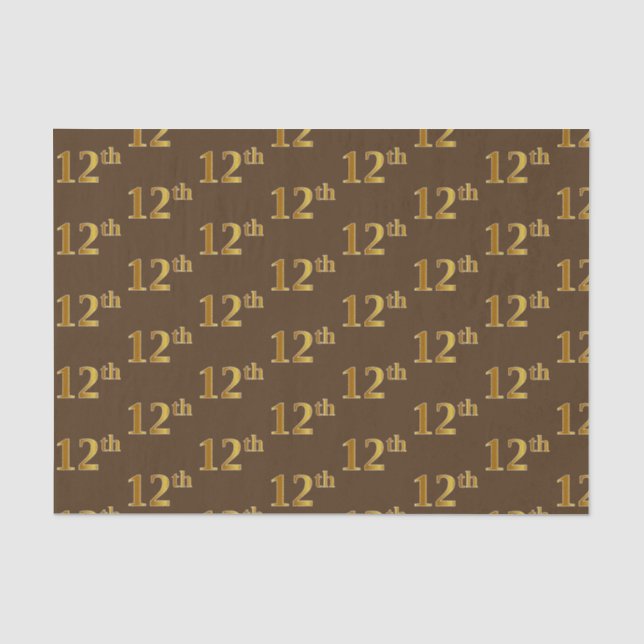 Papier Mousseline Brown, Faux Gold 12e (douzième) Tissu de l'événeme (Recto)