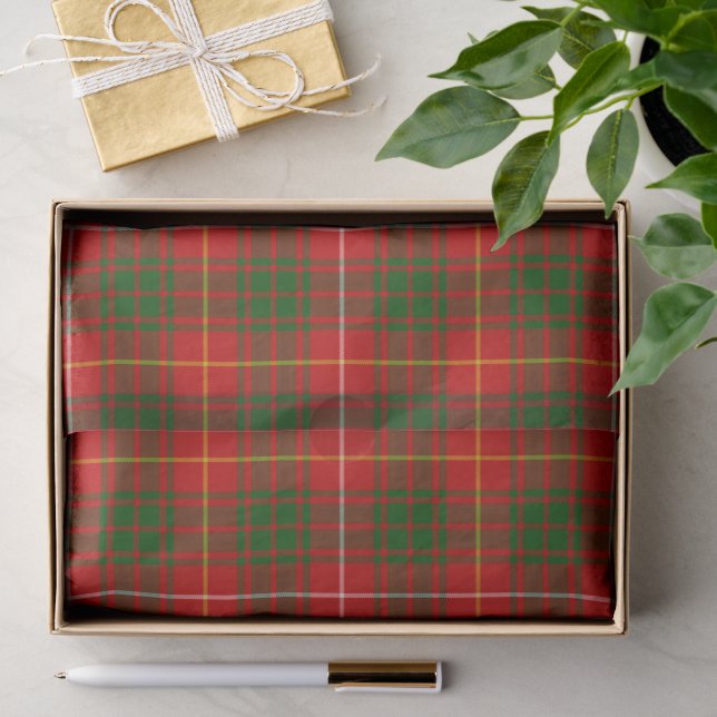 Papier Mousseline Bruce tartan rouge vert plaid (Cadeau)