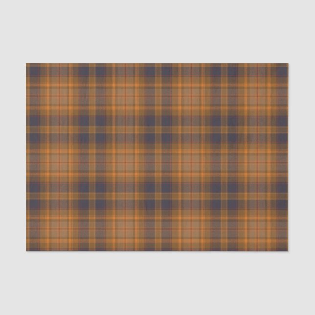 Papier Mousseline Brun foncé | tartan orange (Recto)
