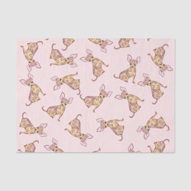 Papier Mousseline Brun rose peint par aquarelle mignonne de chiwawa (Recto)