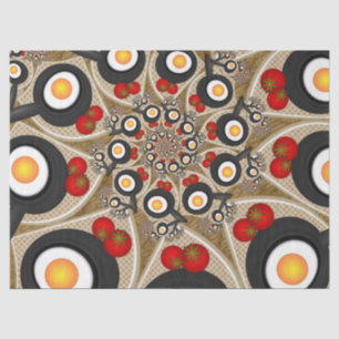 Papier Mousseline Brunch Fractal Art Drôle Nourriture, Tomates, Oeuf