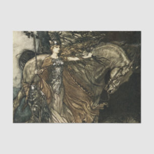 Papier Mousseline « Brunhilde avec son cheval » par Arthur Rackham