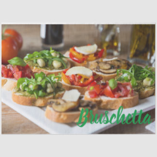 Papier Mousseline Bruschetta Antipasti aux haricots et arugula,