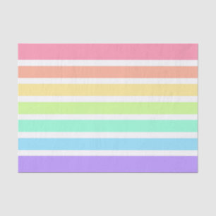 Papier Mousseline Bubblegum arc-en-ciel et bandes blanches