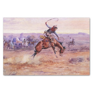 Papier Mousseline "Buckino Bronco" Cowboy Art de Charles Russell