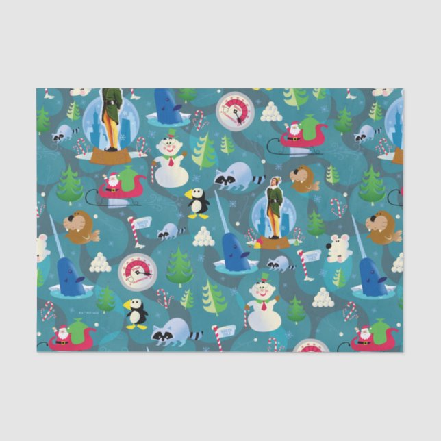 Papier Mousseline Buddy l'elfe et personnages Motif Turquoise (Recto)