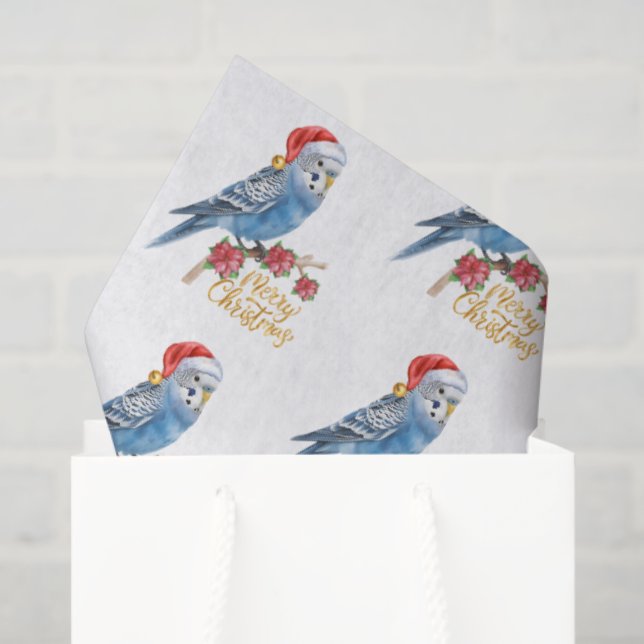 Papier Mousseline Budgie Christmas  (Sac cadeau)