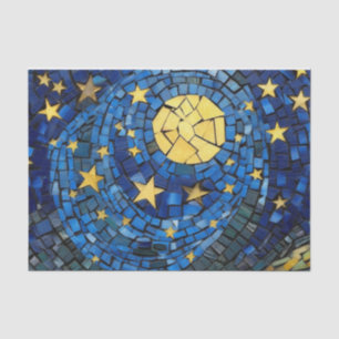 Papier Mousseline Bue Night Stars Mosaïque Découpage