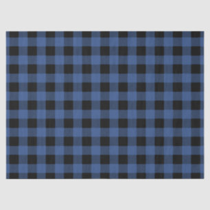 Papier Mousseline Buffalo à carreaux bleu noir Gingham Bûcheron