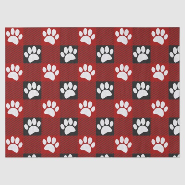 Papier Mousseline Buffalo Empreinte de patte de chien plaqué en noir (Recto)
