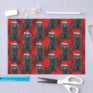 Papier Mousseline Buffalo Plaid Newfoundland Dog Christmas Holiday