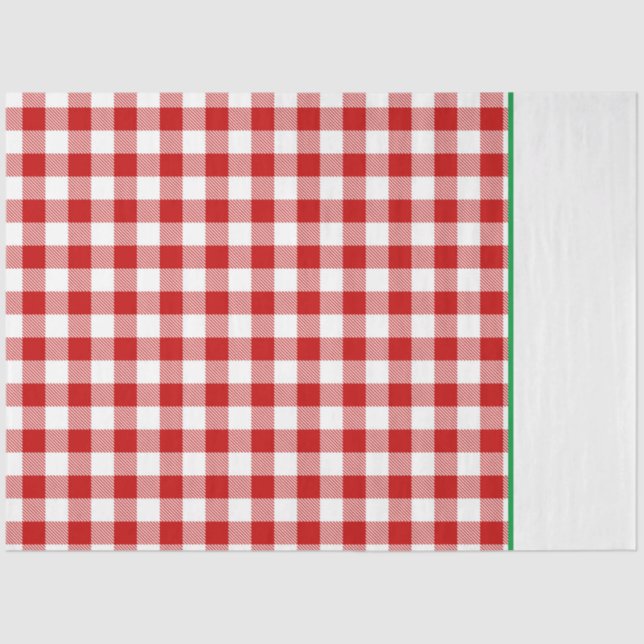 Papier Mousseline Buffalo Plaid Noël vacances deux tons rouge vert (Recto)