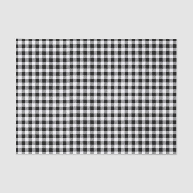 Papier Mousseline Buffle branché Plaid Black Minimal Check (Recto)