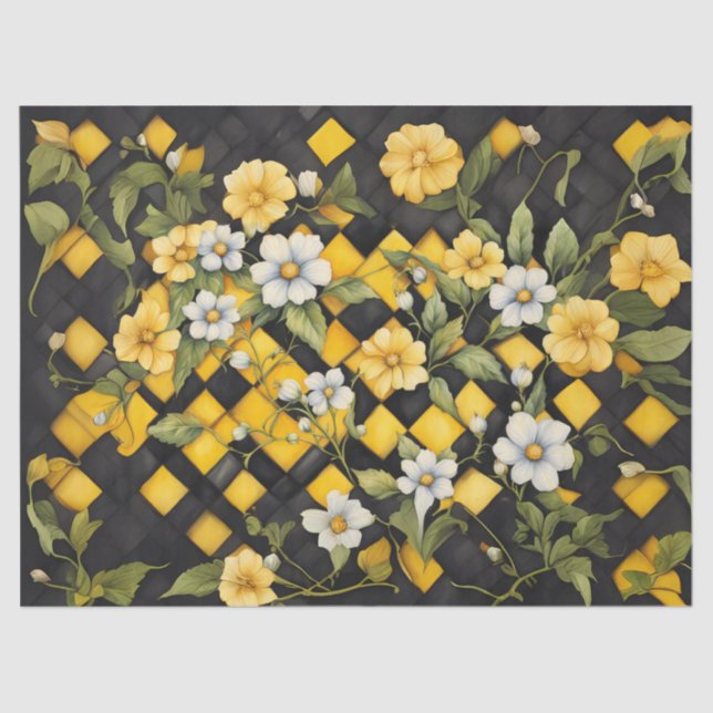 Papier Mousseline Buffle jaune et noir avec blanc jaune (Recto)