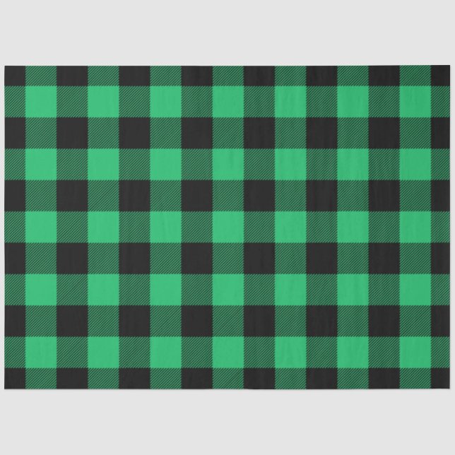 Papier Mousseline Buffle vert et noir Vérifier En vichy vacances (Recto)
