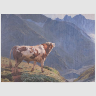 Papier Mousseline Bull dans les Alpes (par Eugène Burnand)