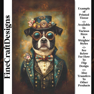 Papier Mousseline Bulldog AU2 découpage floral Steampunk fantaisiste
