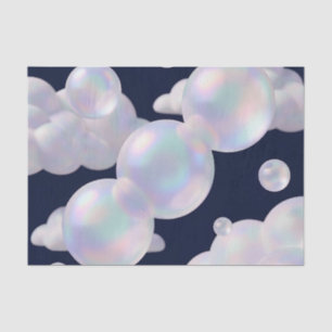 Papier Mousseline Bulles de Savon Iridescentes Flottant Bleu Foncé R