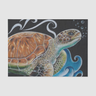 Papier Mousseline Bulles de tortues marines Art de vague