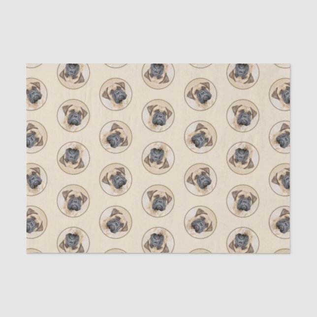 Papier Mousseline Bullmastiff Peinture Fawn Red Sable mignon Chien A (Recto)