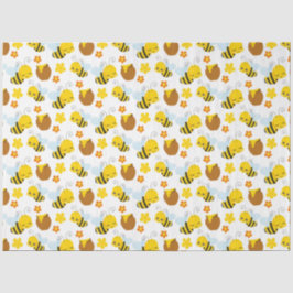 Papier Mousseline Bumble Bee and Flowers Motif