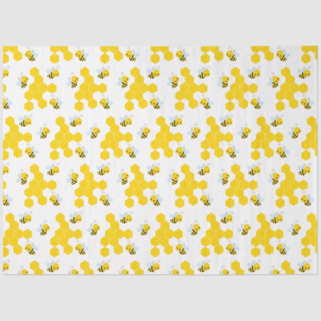 Papier Mousseline Bumble Bee et Honeycomb Motif (Recto)