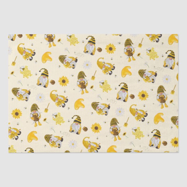 Papier Mousseline Bumble Bee Tournesol Jaune Gnome Tissu Papier (Recto)