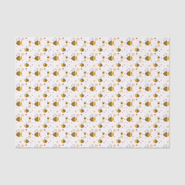Papier Mousseline Bumblebee mignonne et fleurs (Recto)