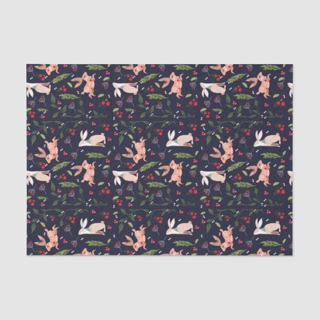 Papier Mousseline Bunnies d'art populaire scandinave (Recto)