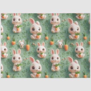 Papier Mousseline Bunnies et carottes Fluffy 3D Motif sans fil