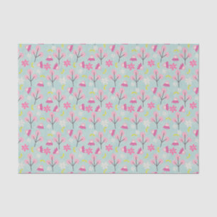 Papier Mousseline Bunnies et fleurs roses