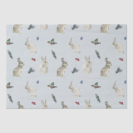 Papier Mousseline Bunnies, Holly et Berries Blue