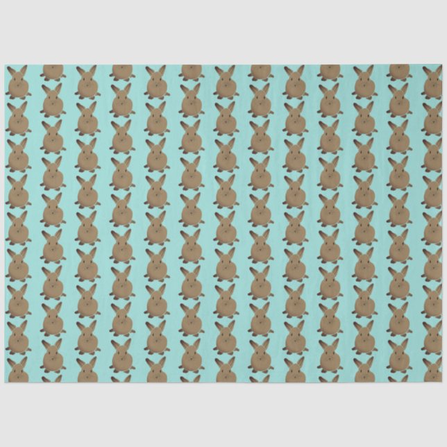 Papier Mousseline Bunny de Pâques turquoise et Brown (Recto)
