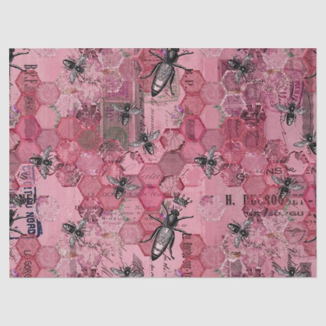 Papier Mousseline Burgundy Bee Series Design Douze (Recto)