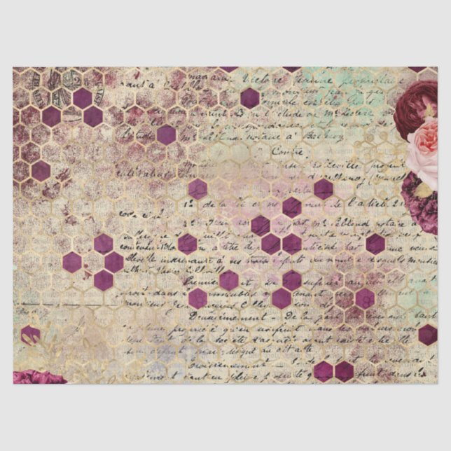 Papier Mousseline Burgundy Bee Series Design Huit (Recto)